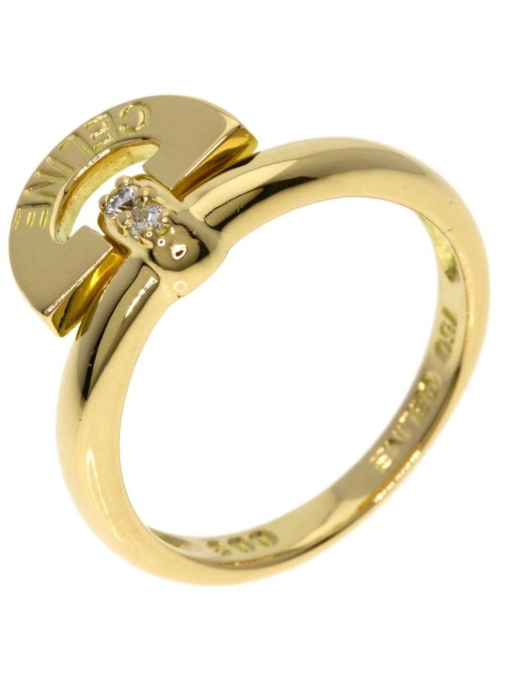 Celine Logo Diamond Ring 18k Yellow Gold - Picture 2 of 11
